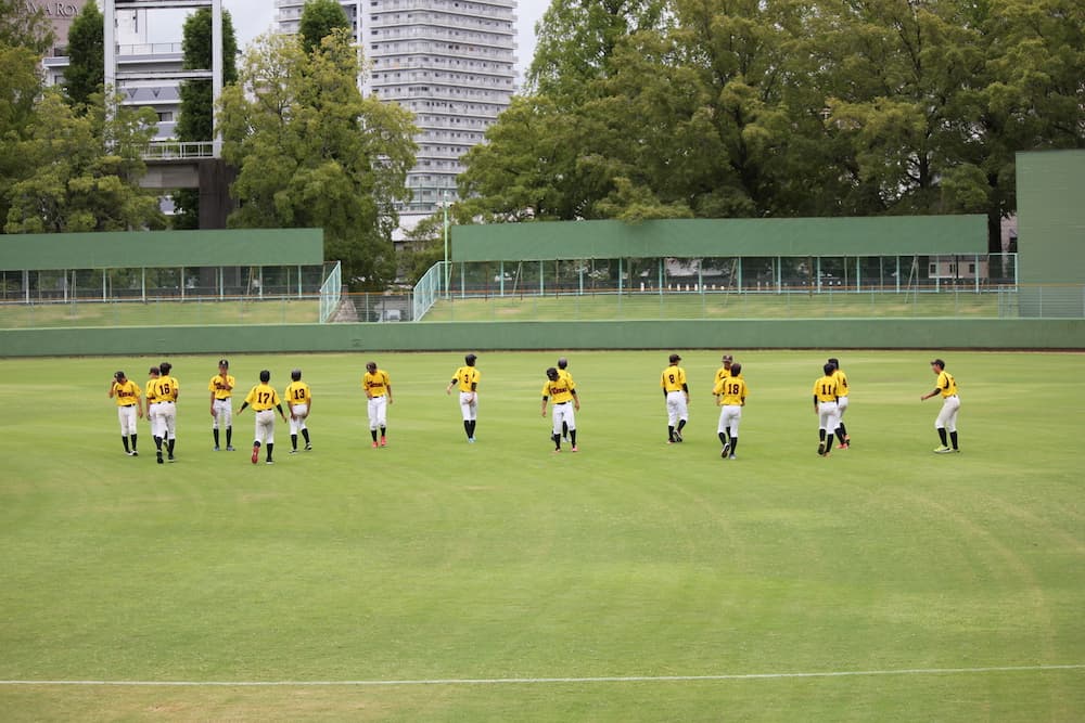 最後の試合前のアップ