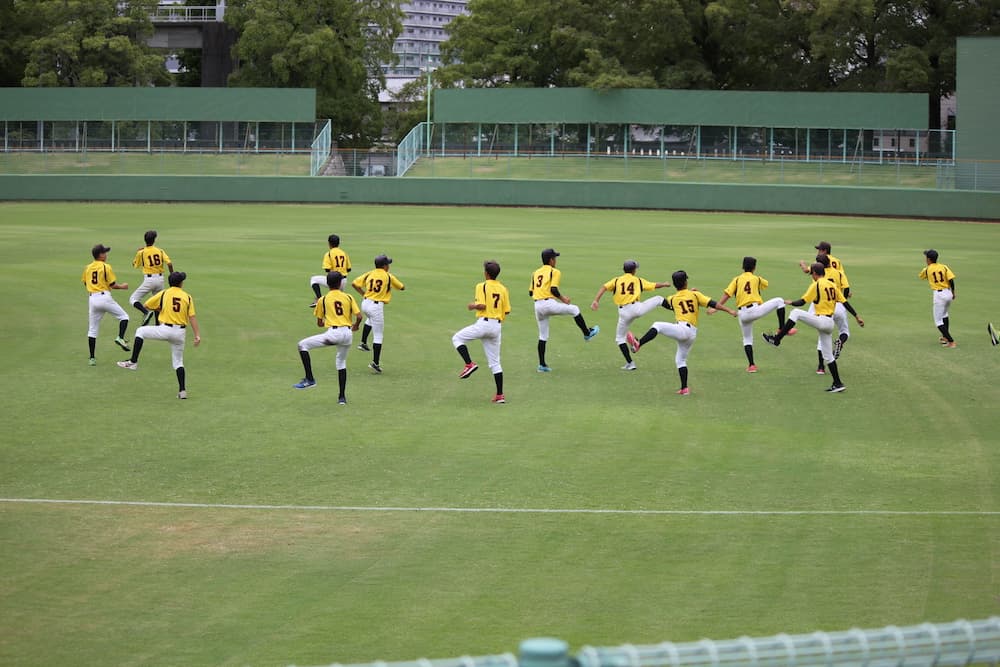 最後の試合前のアップ