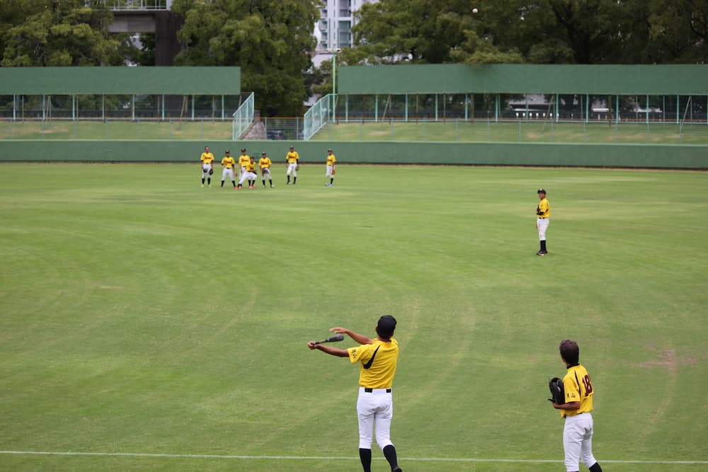 最後の試合前のアップ